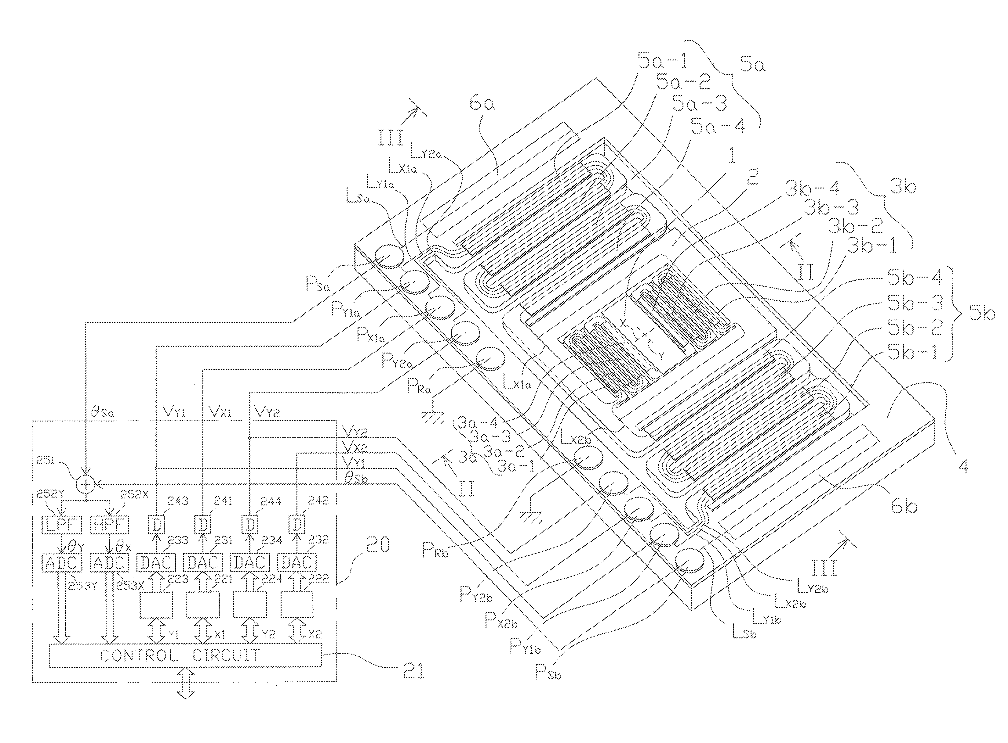 Optical deflector including piezoelectric sensor on support body