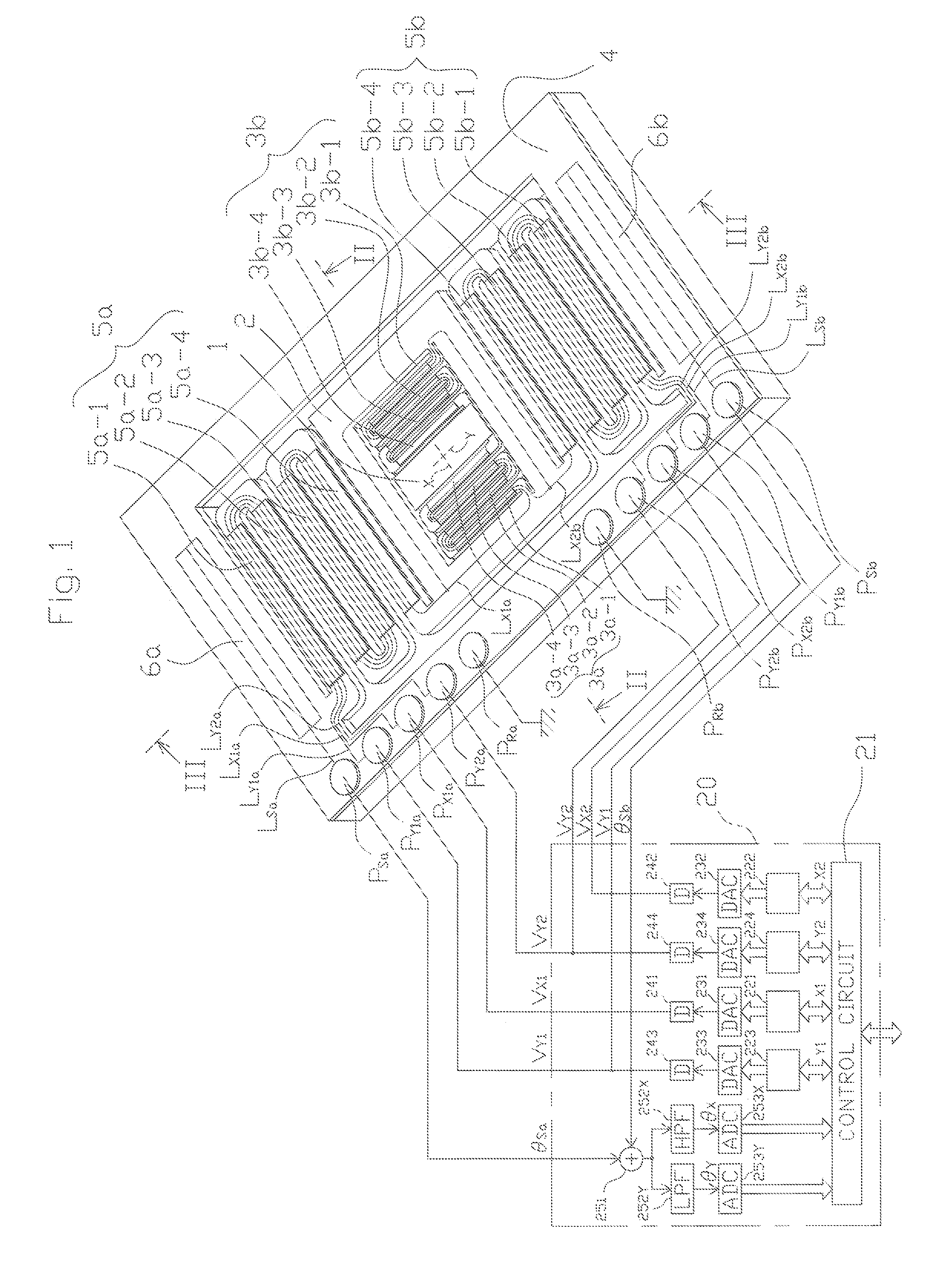 Optical deflector including piezoelectric sensor on support body