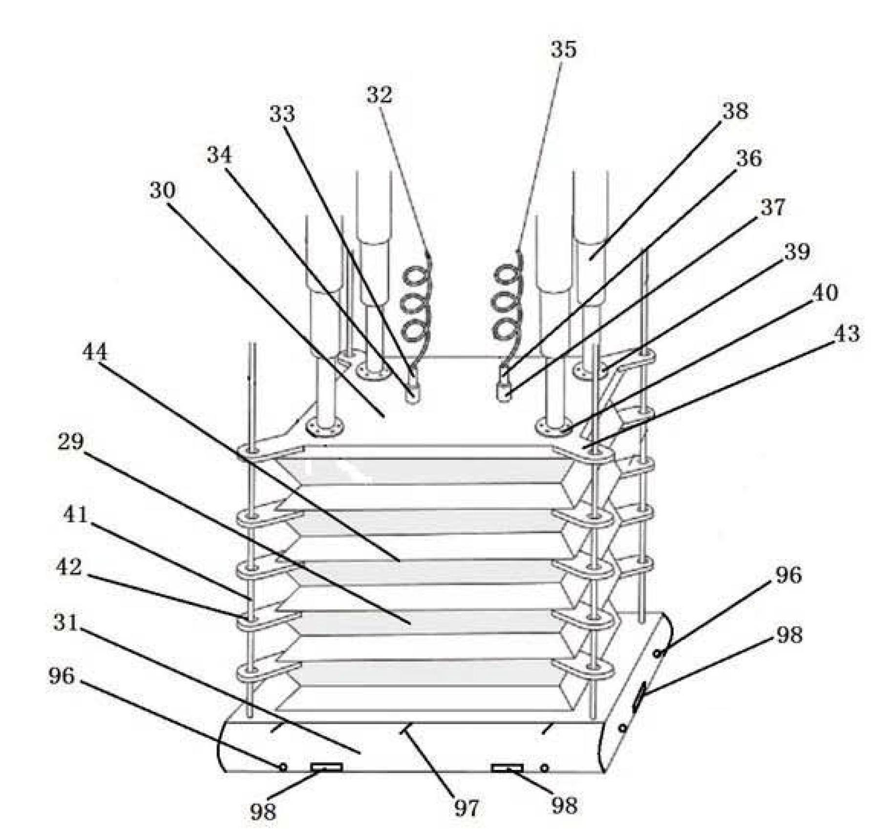 Aircraft carrier, warship, submarine and offshore platform each with correcting device with high efficiency, load removal, swing stoppage and turnover resistance