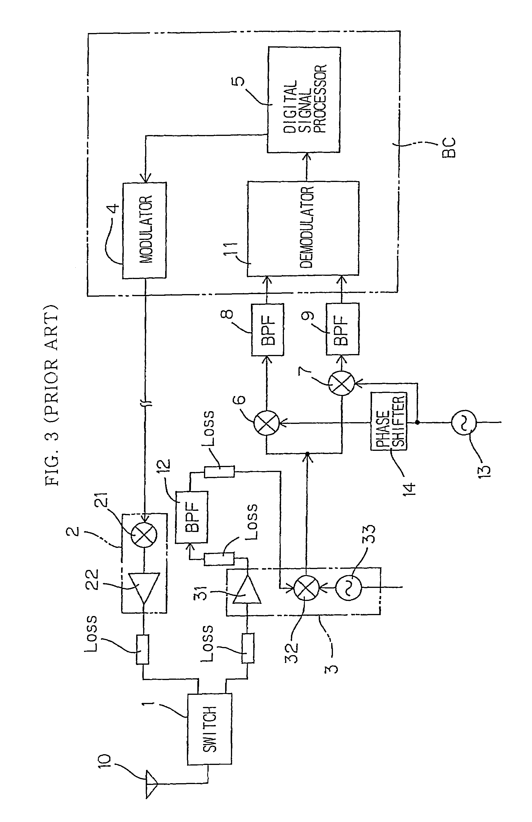 Semiconductor device for radio communication device, and radio communication device using said semiconductor device