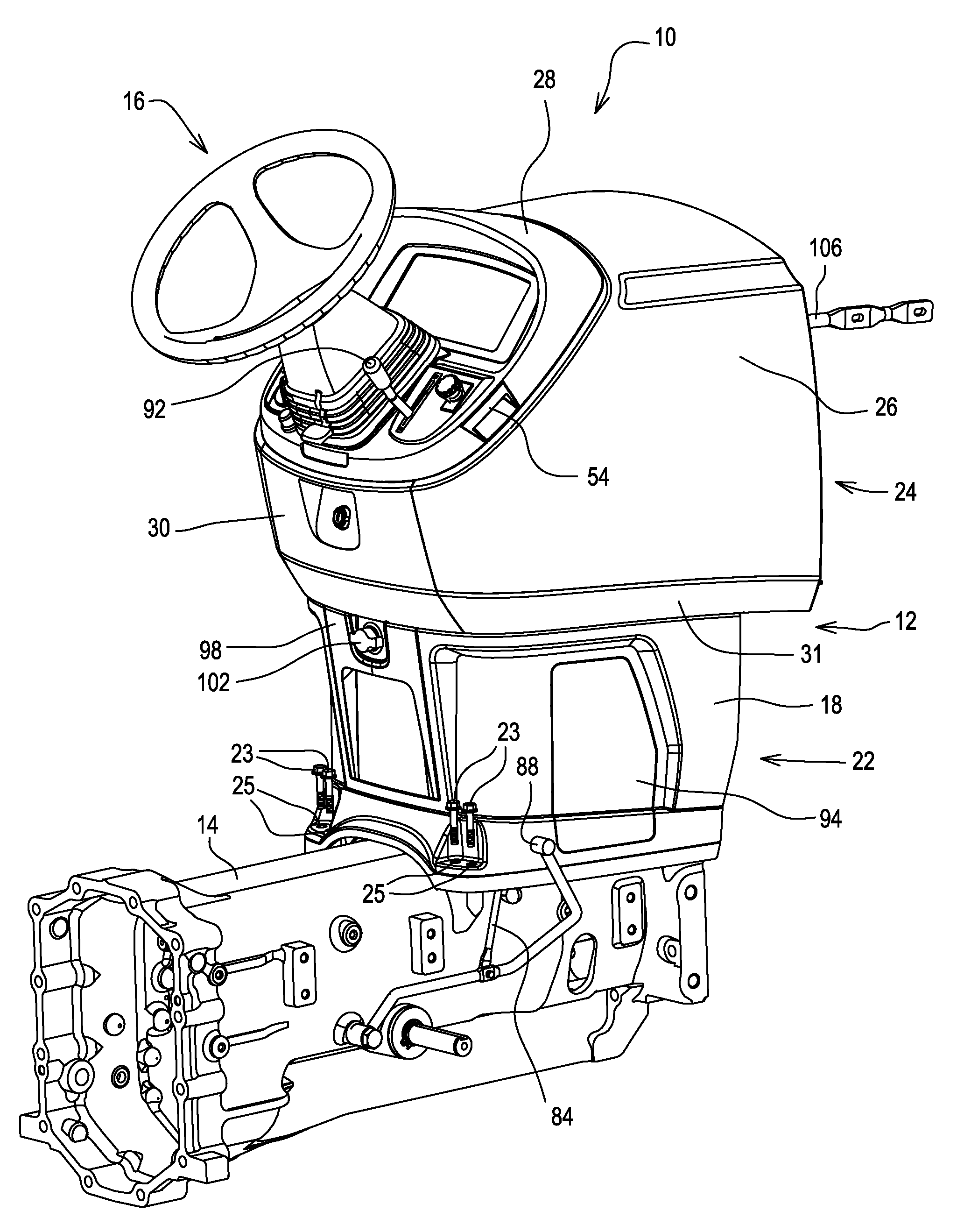 Tractor center control console