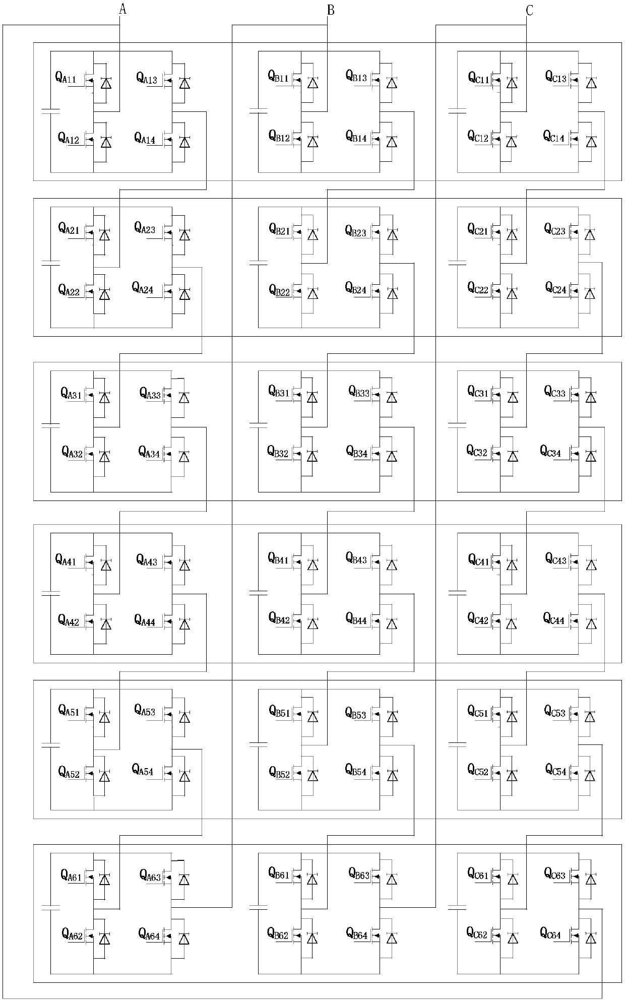 Space vector modulation method-based delta connection cascaded H-bridge inverter