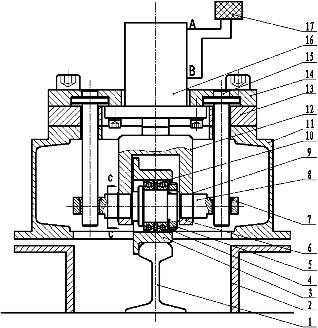 Traveling wheel mechanism with automatic lifting function and for rail trolley