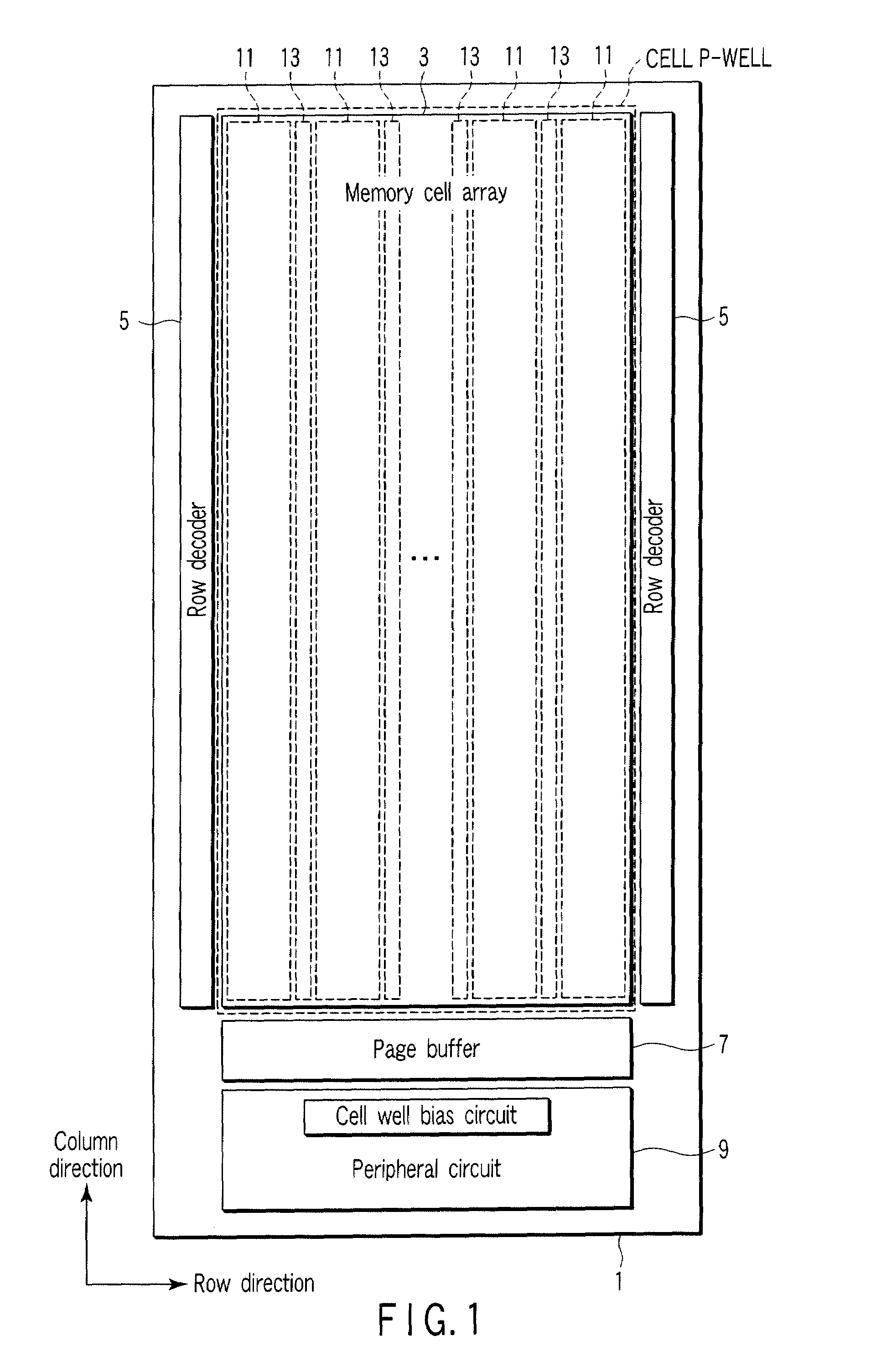 EEPROM array with well contacts