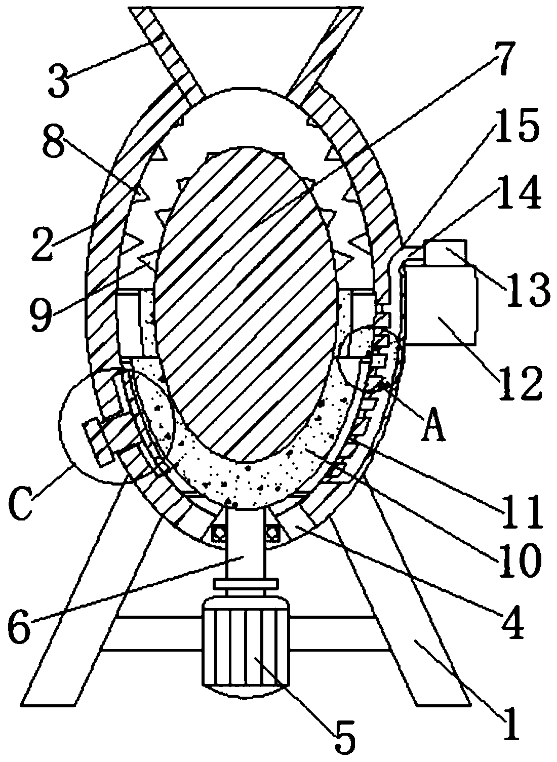 Machining and manufacturing device for amino molding compound powder