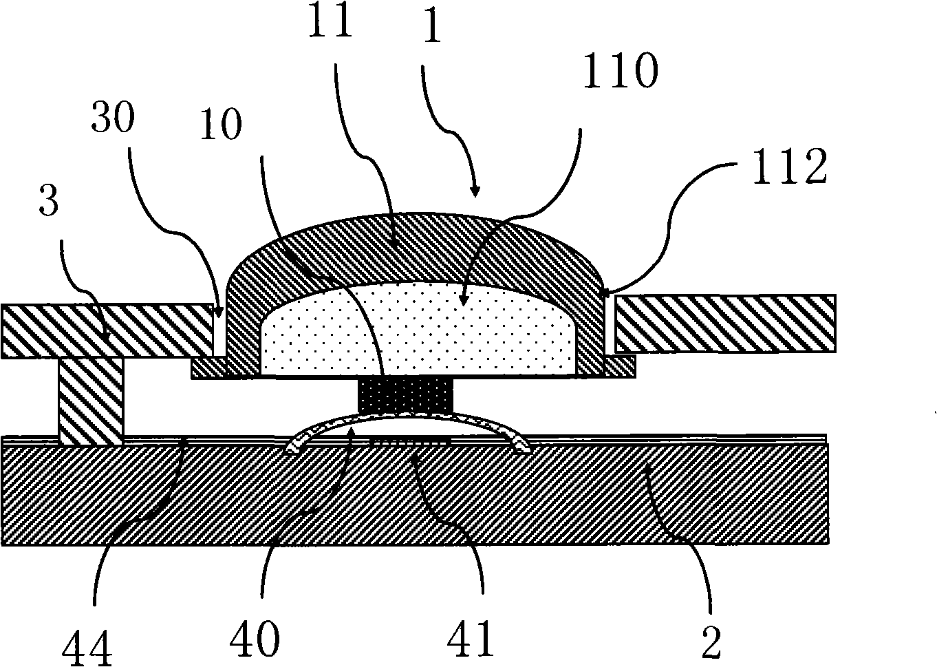 Button switch having guiding device and construction thereof