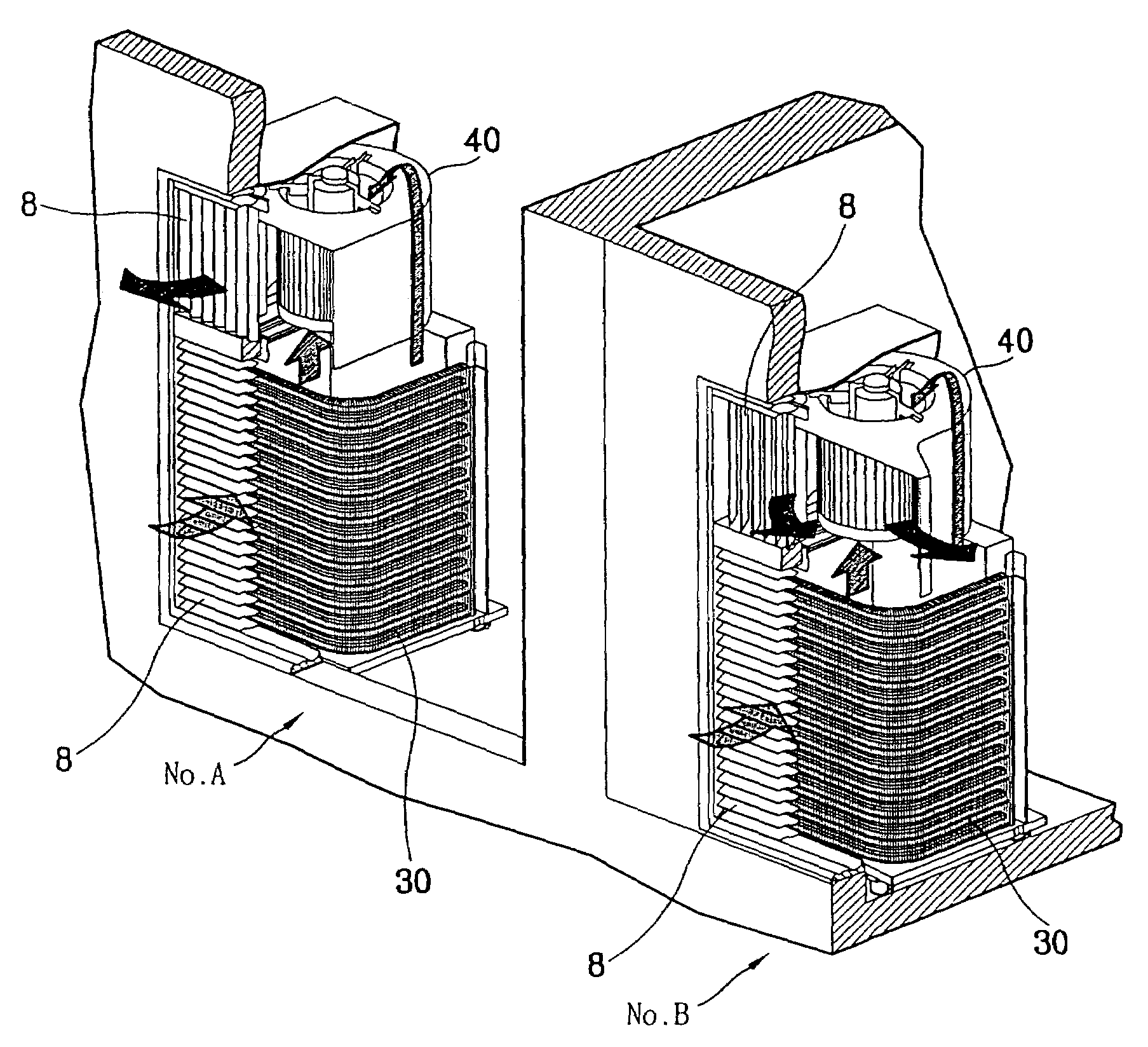 Front suction/discharge type outdoor unit for air-conditioner and outdoor unit installation system using it