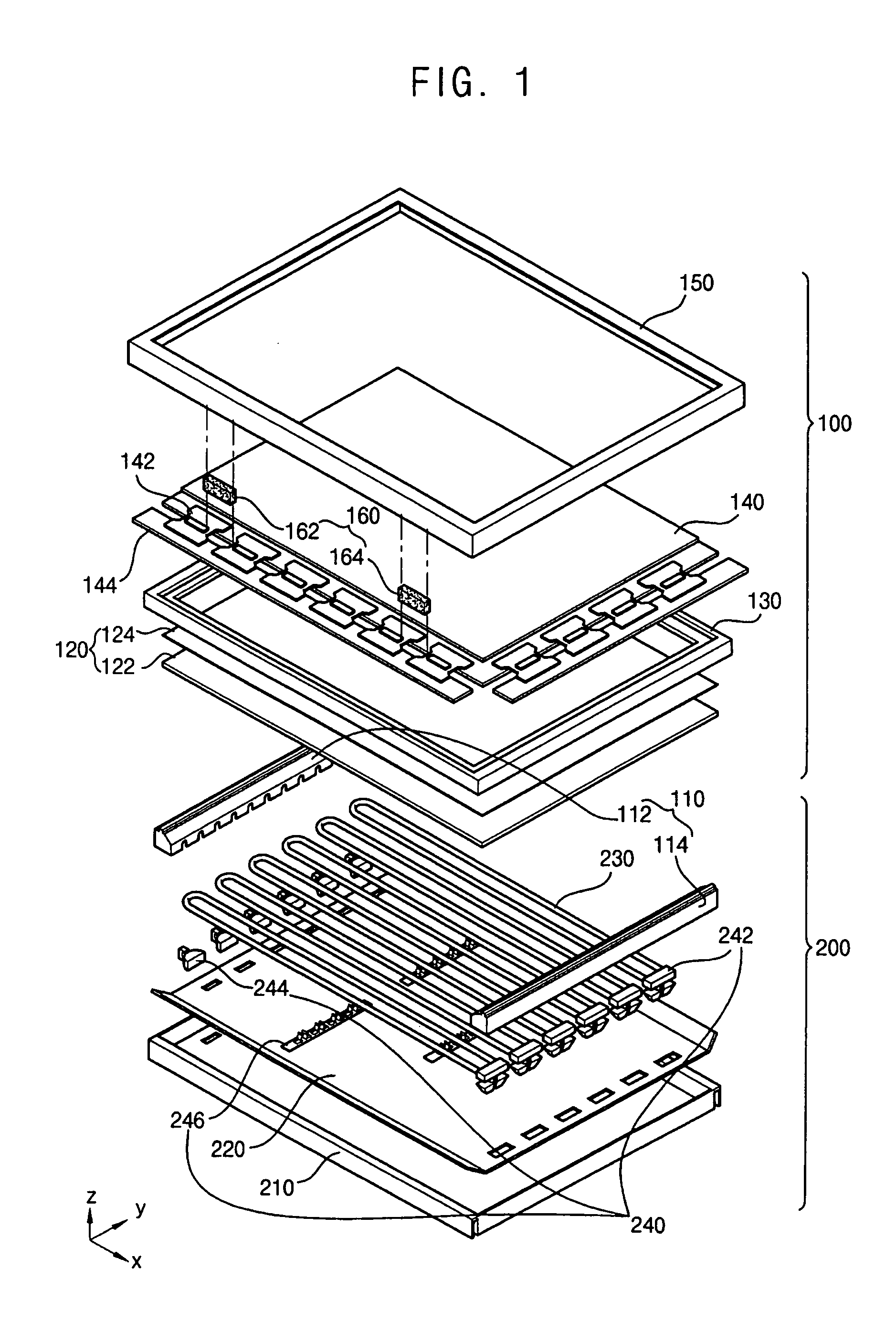 Flat panel display device including a conductive compressible body