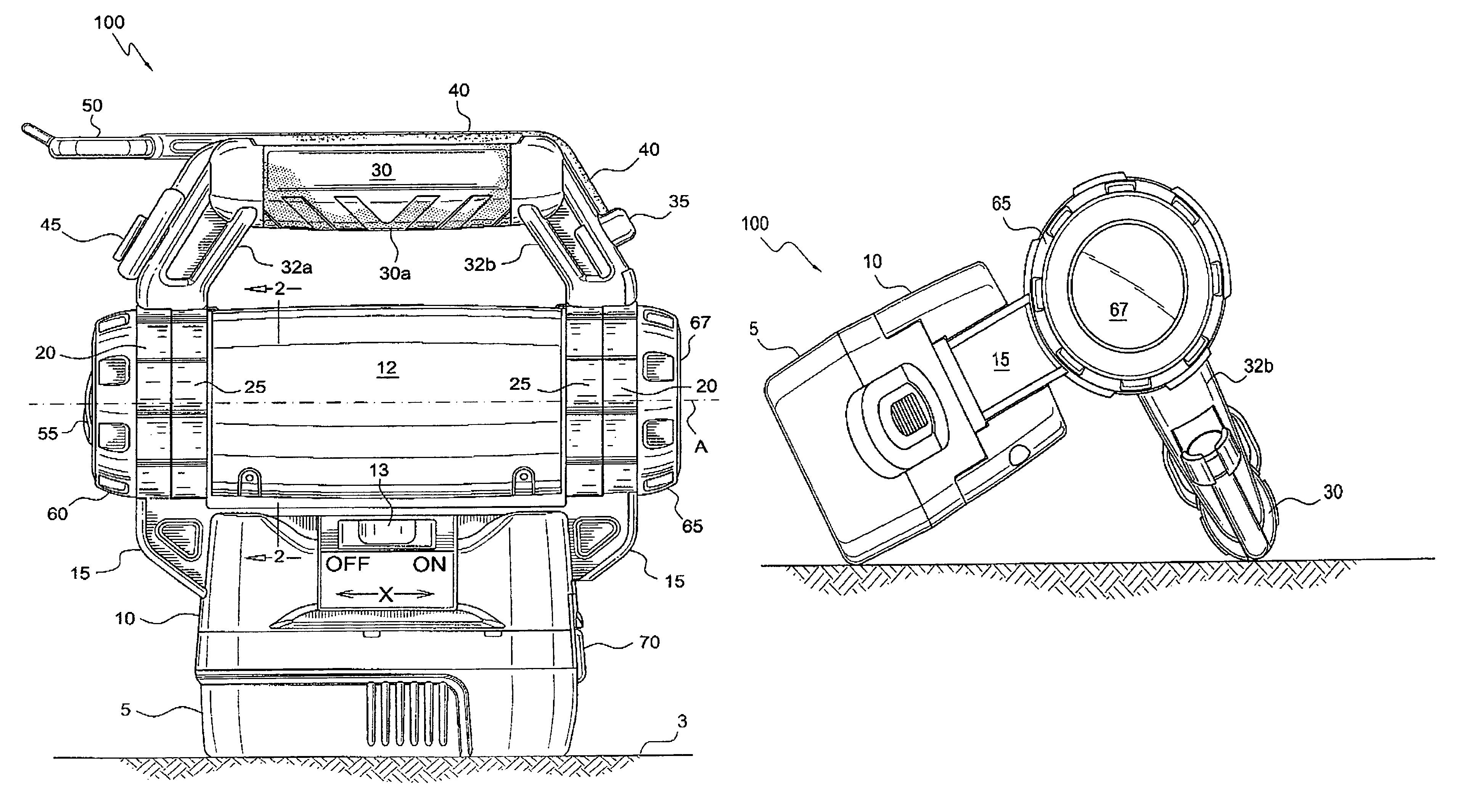 Flashlight with rotatable handle