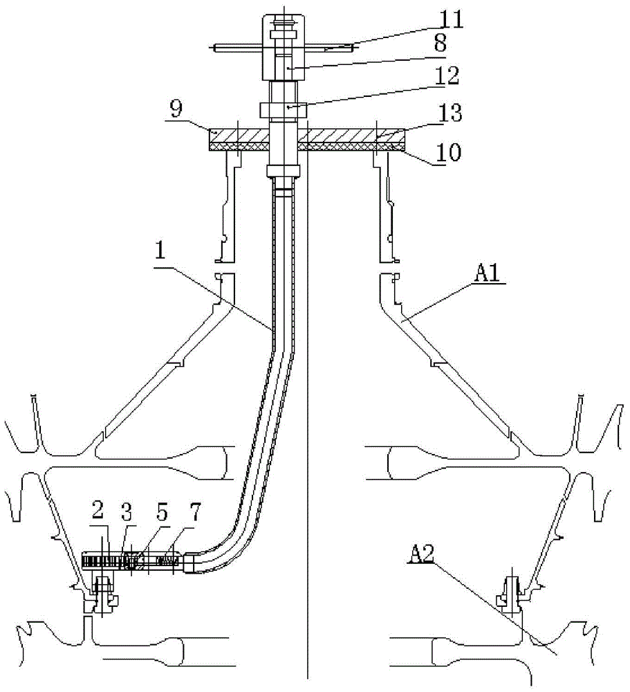 Force limiting adapter coupling wrench for assembling and disassembling bolt in aircraft engine rotor component deep cavity