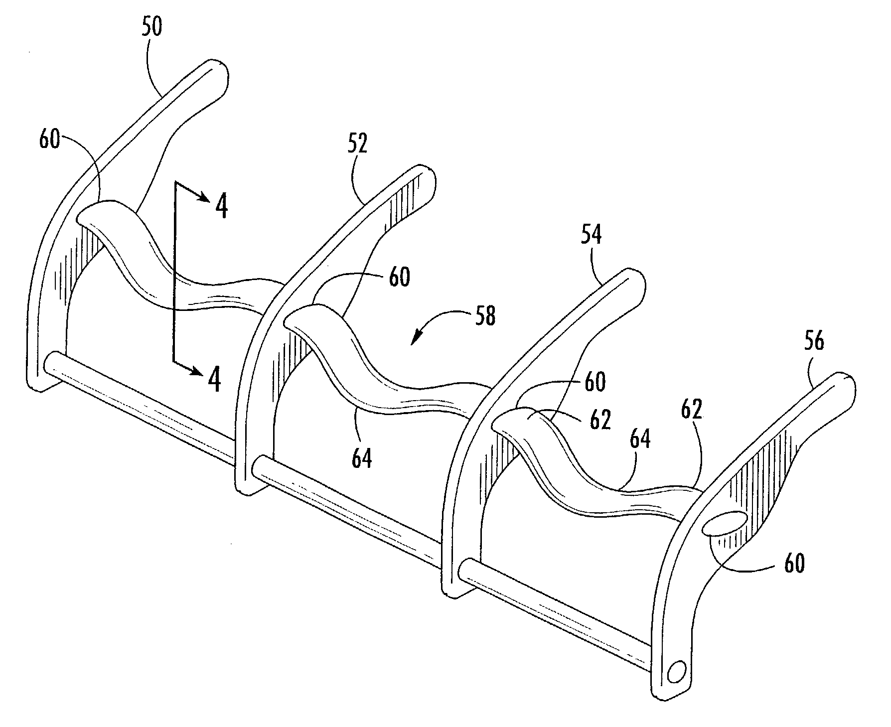 Curved beam aircraft passenger seat