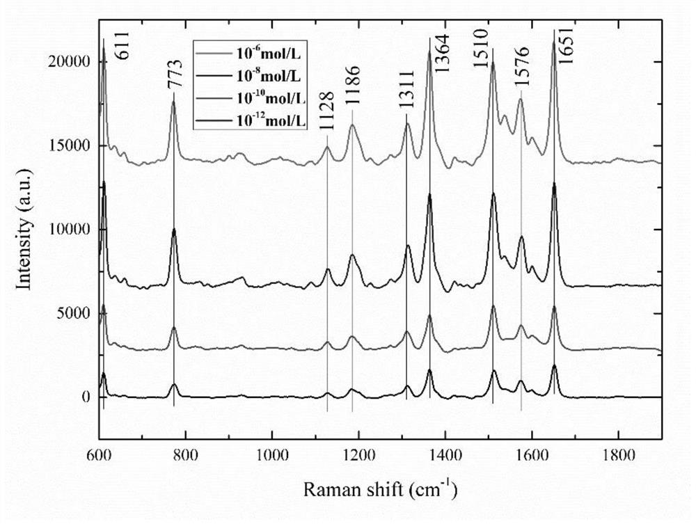 Separated super-hydrophilic/super-hydrophobic surface enhanced Raman scattering substrate and preparation method thereof