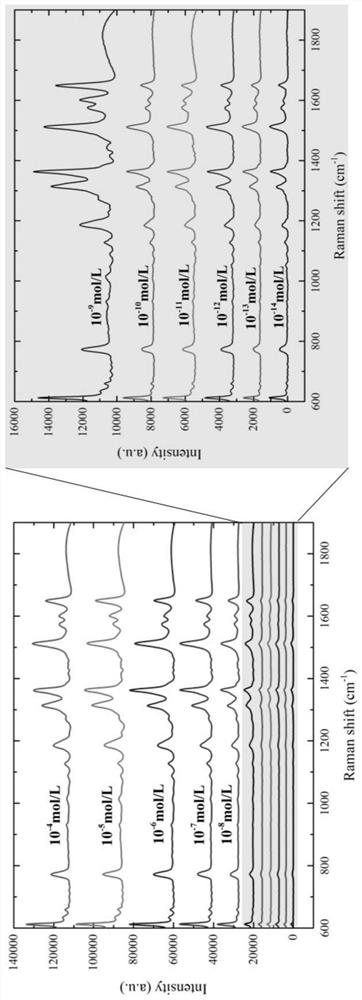 Separated super-hydrophilic/super-hydrophobic surface enhanced Raman scattering substrate and preparation method thereof