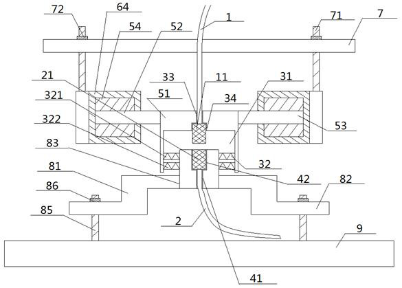 Multi-dimensional lossless rotation-stopping optical fiber rotary connecting device and use method