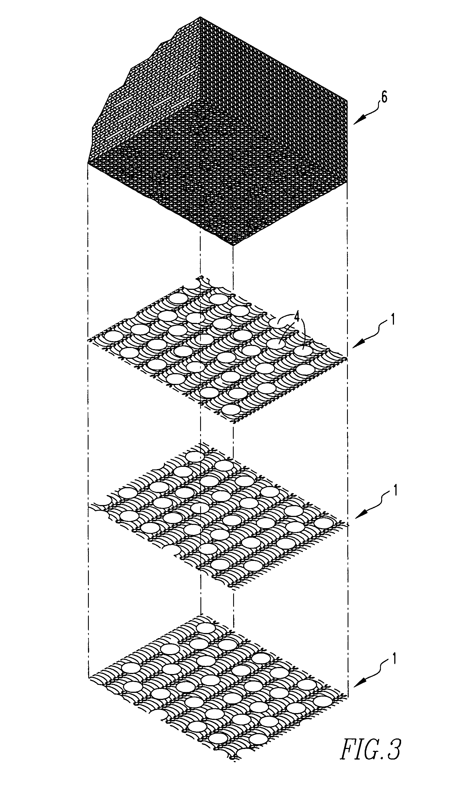 Filamentary pad for improved mist elimination and mass transfer