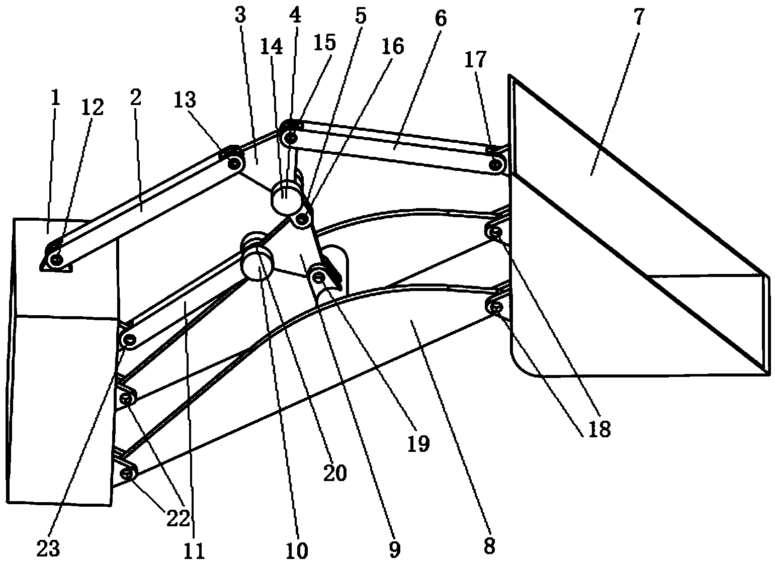 Two freedom degree controllable type loading mechanism with initiative metamorphic function