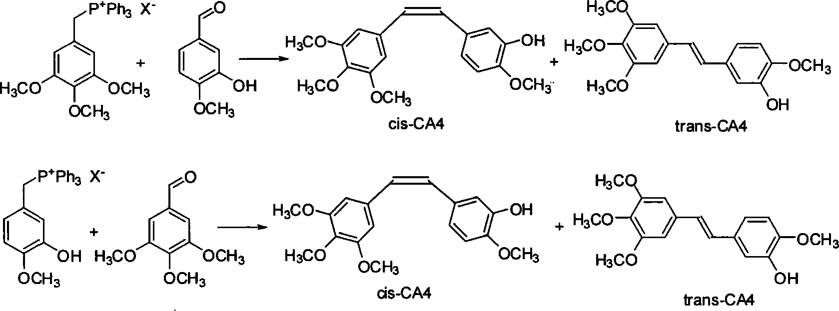 Method for synthesizing anticancer compound CA4