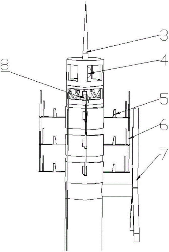 Floating multifunctional signal tower for transmitting open sea information and working method of floating multifunctional signal tower