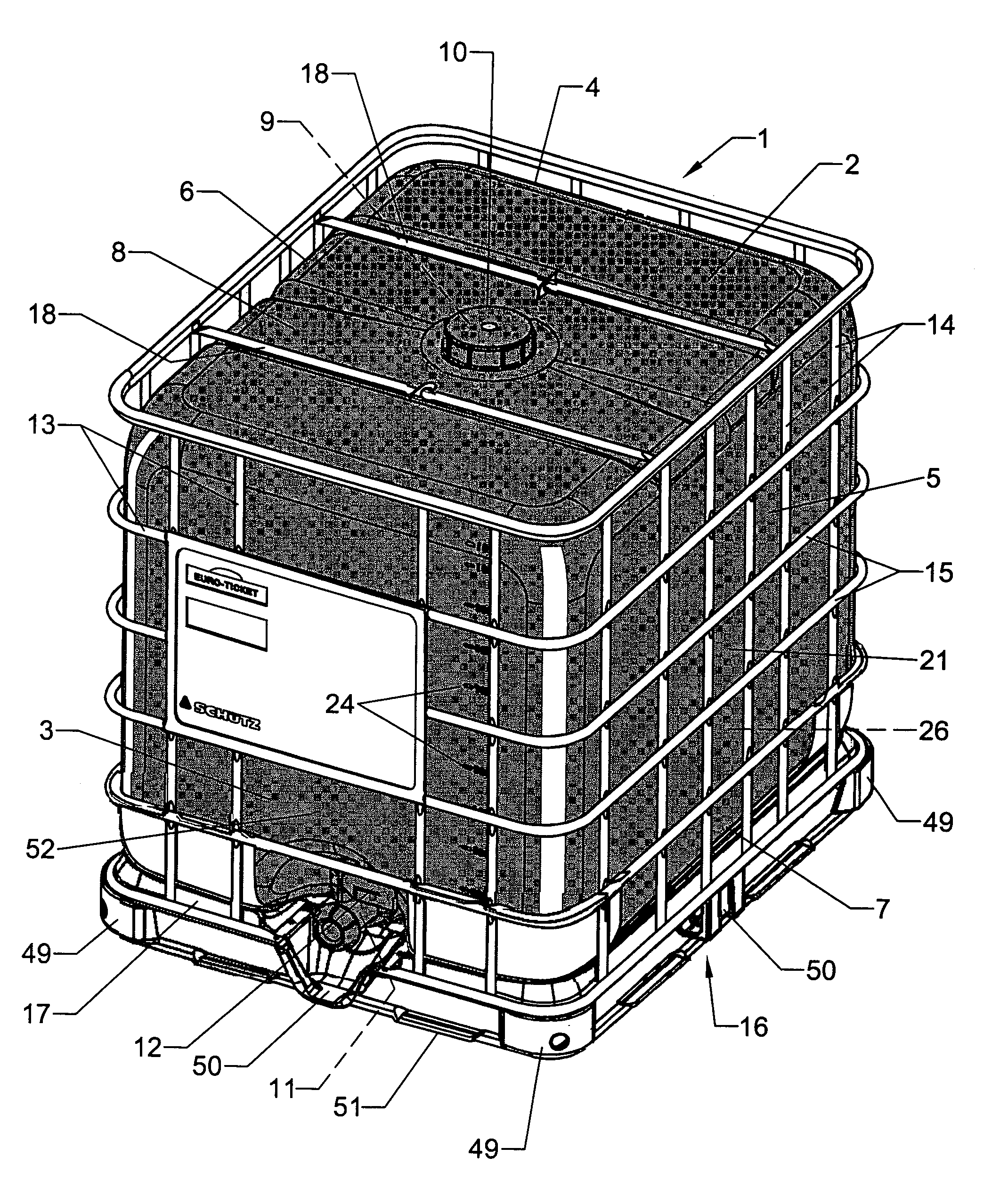 Transport and storage container for liquids