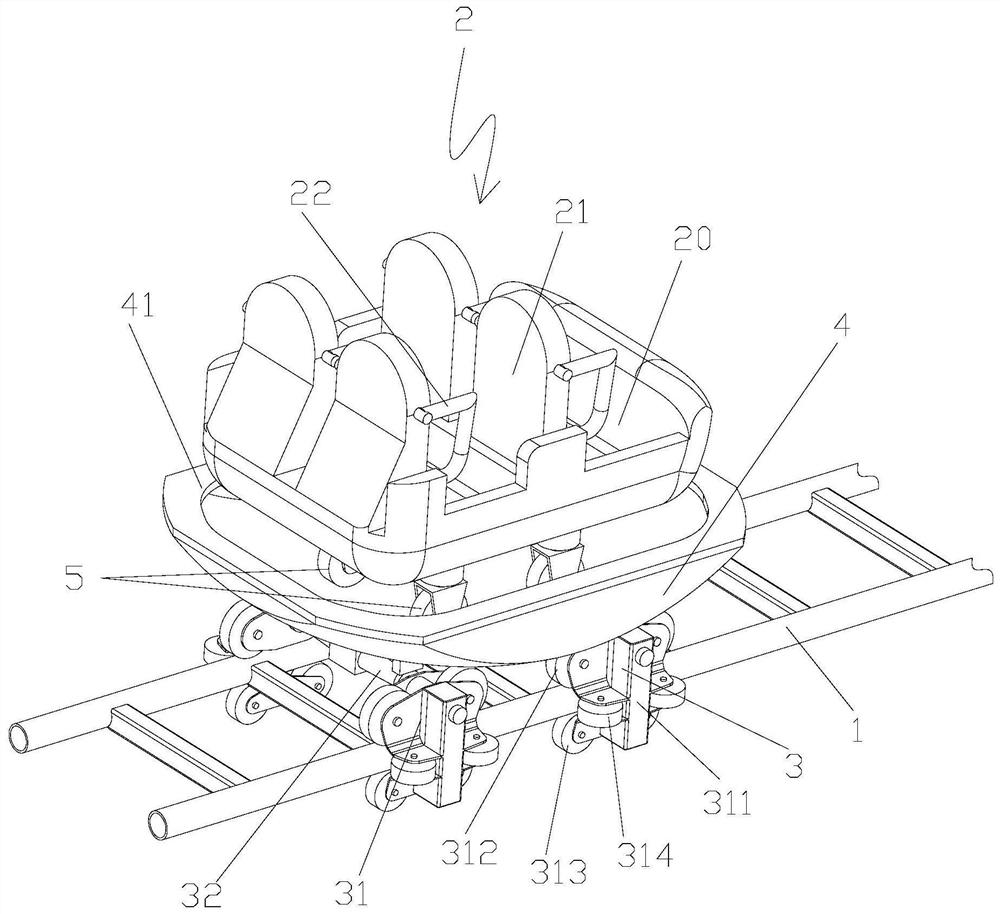 Roller coaster with passenger device capable of sliding at will