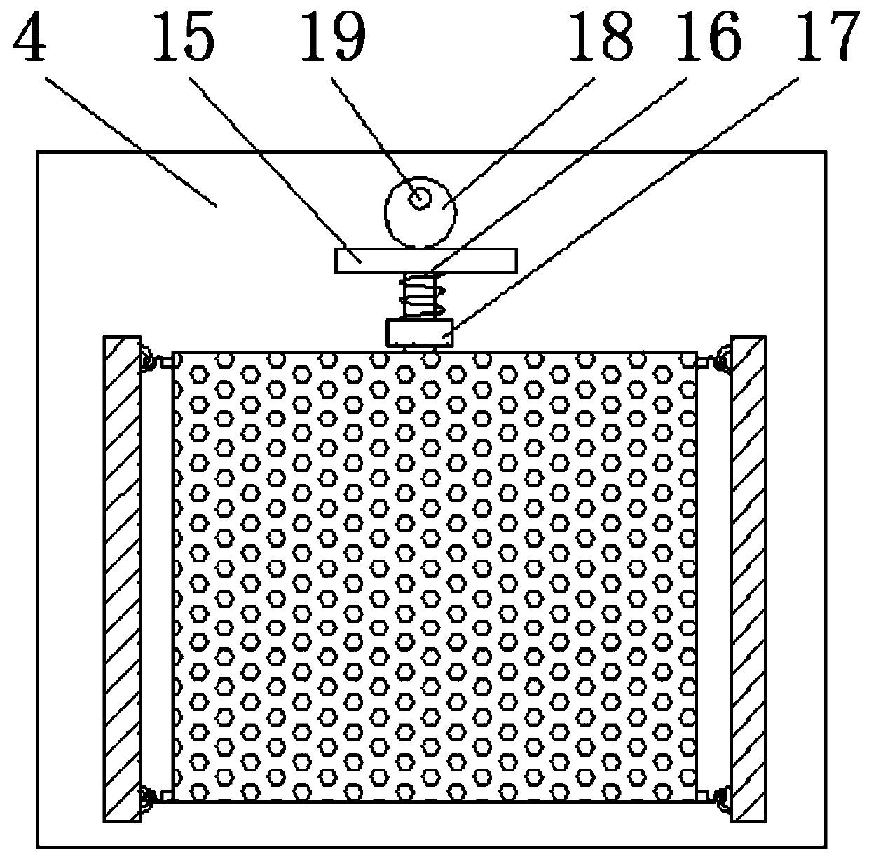 Sieving device for feed processing with adjustable discharge opening