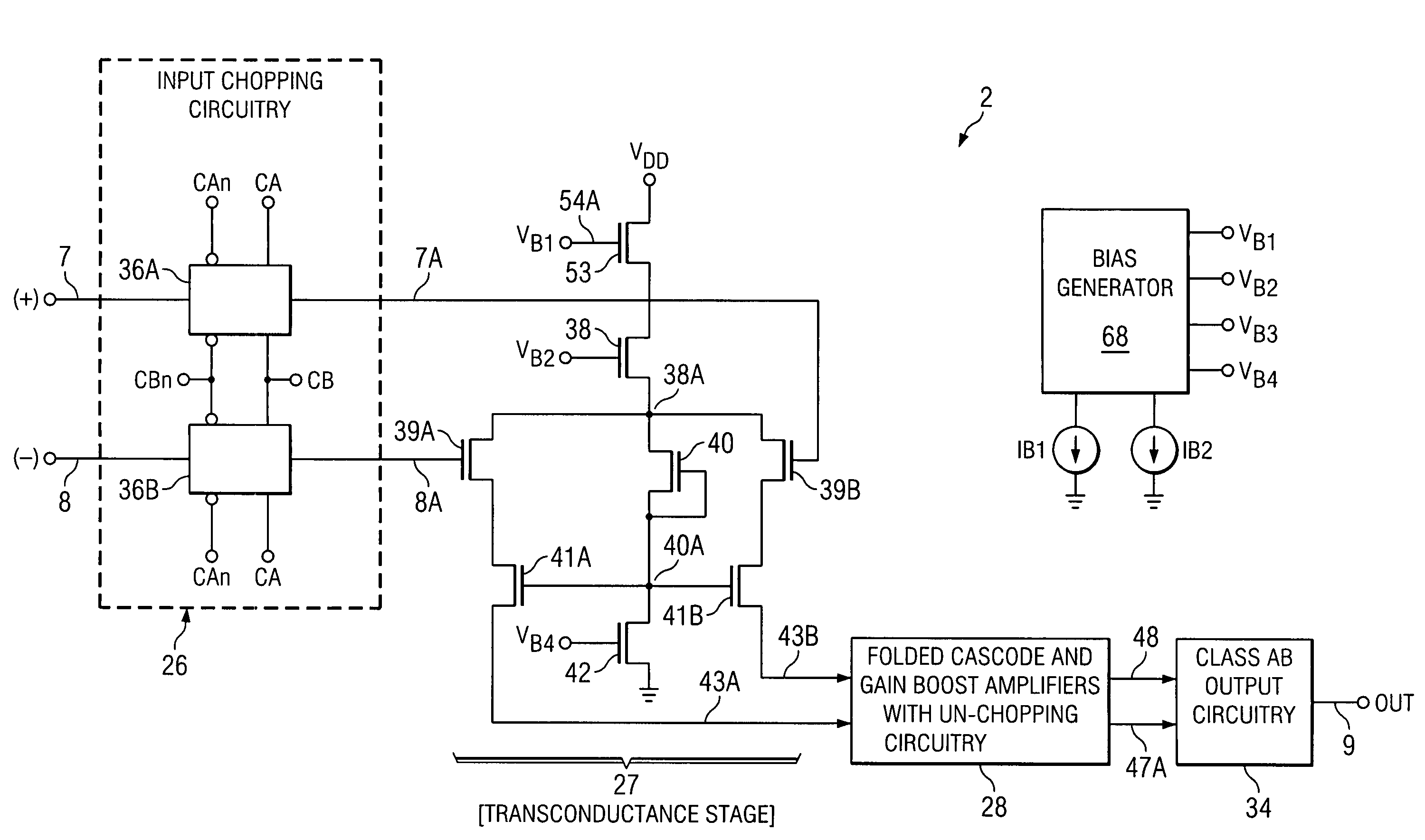 Chopper-stabilized operational amplifier and method