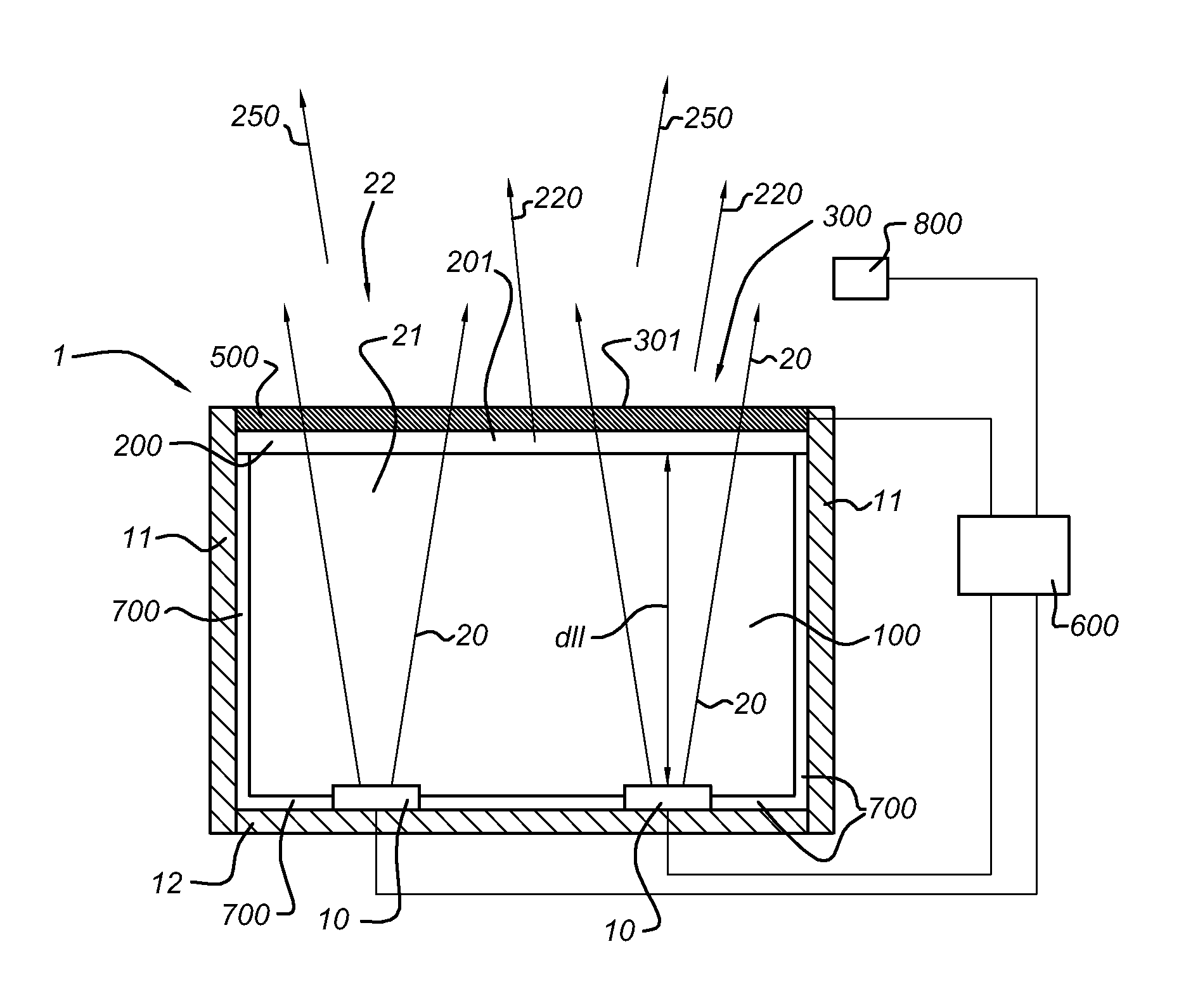 Illumination device with electrical variable scattering element