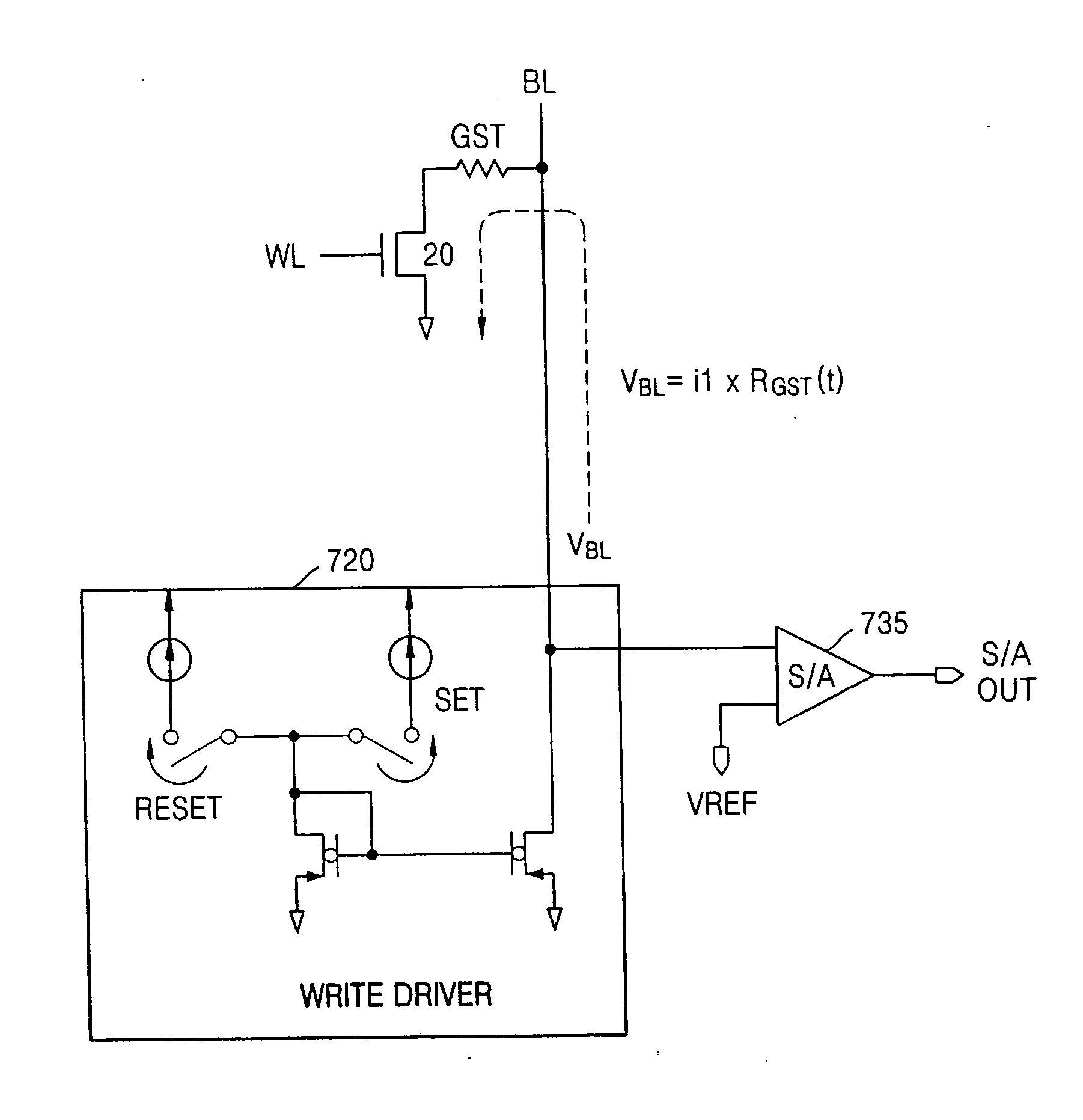 Device and method for pulse width control in a phase change memory device