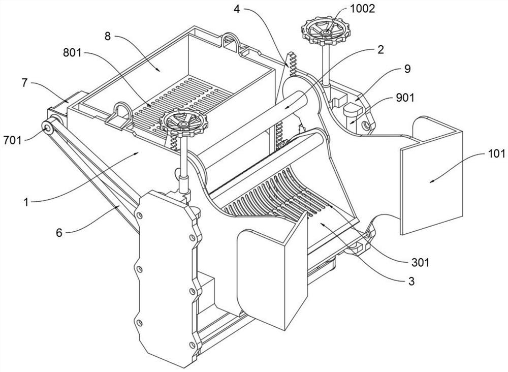 Garbage intercepting, salvaging and dewatering device for water conservancy river pollution treatment