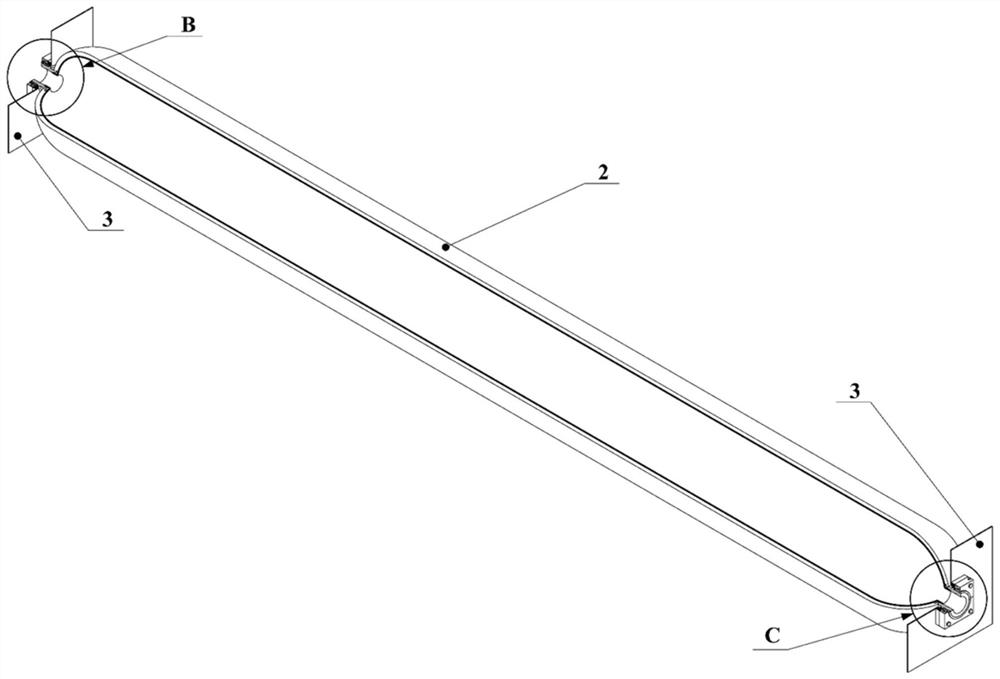 Flexible connecting device for IV-type tube bundle bottle and container frame