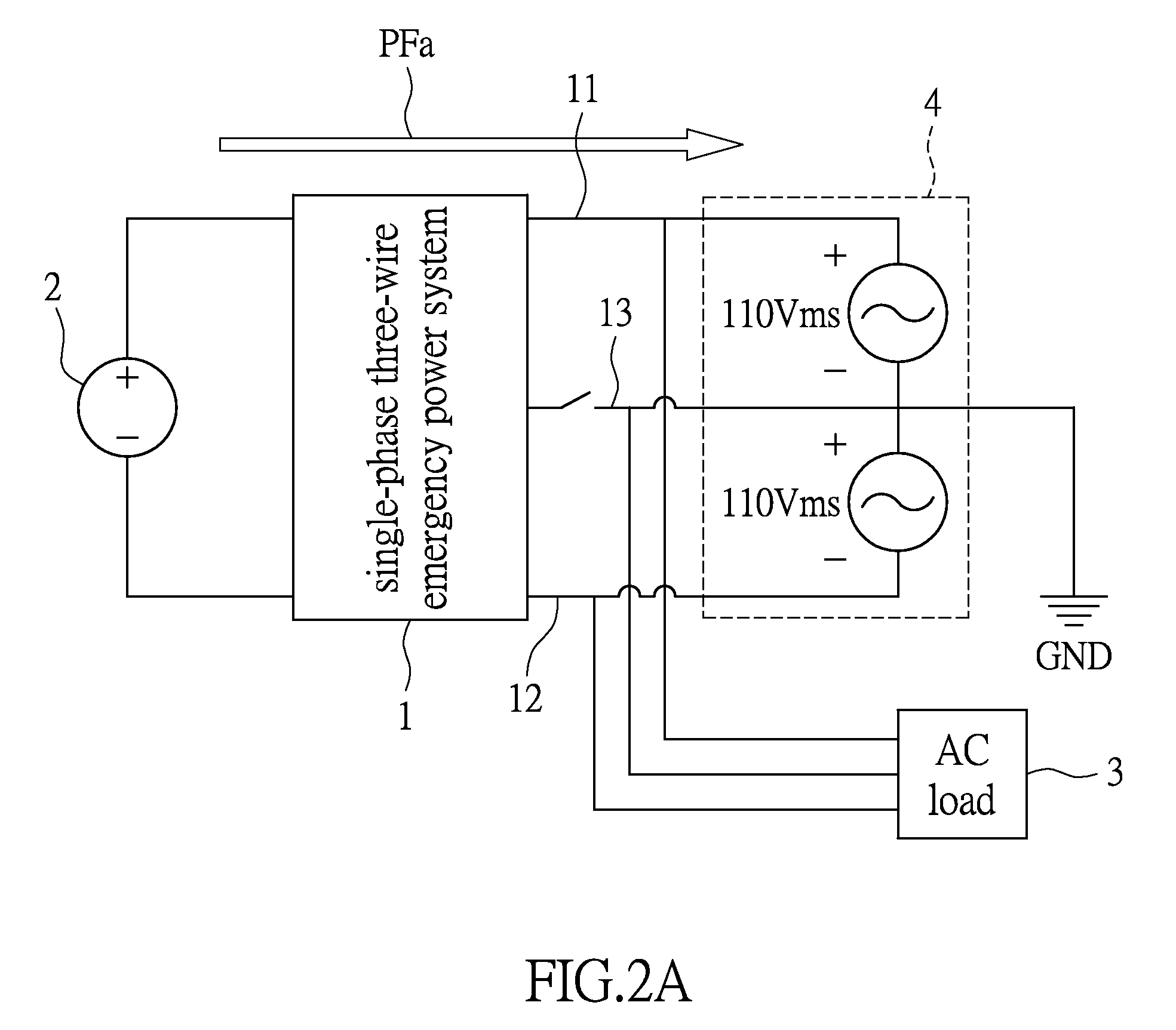 Single-phase three-wire power control system and power control method therefor