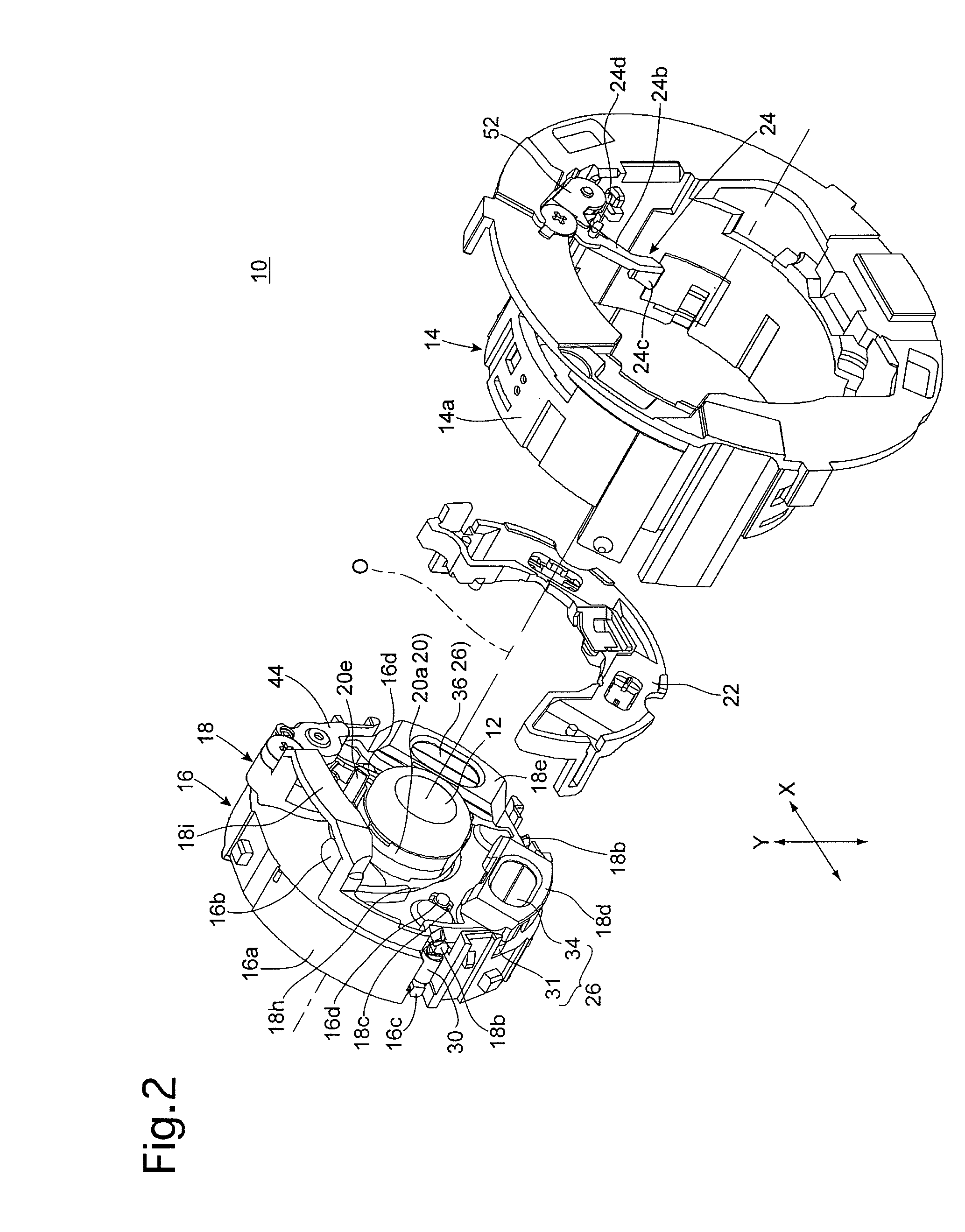 Position controller for image-stabilizing insertable/removable optical element