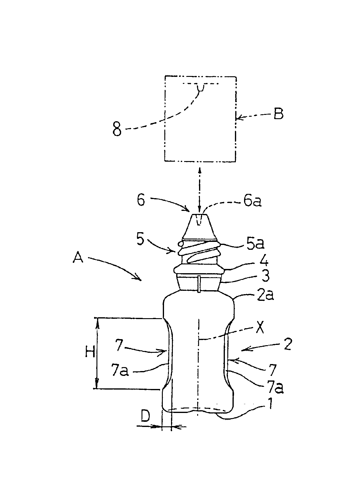 Recessed part forming instillation container