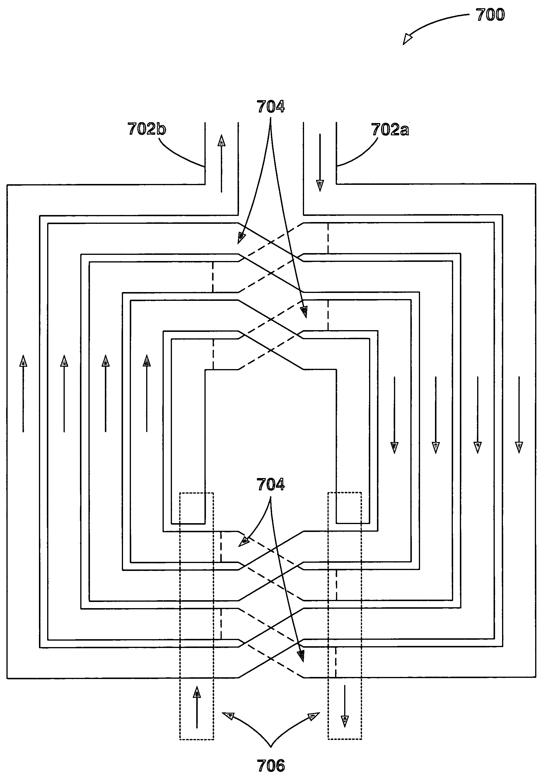 Fully differential, high Q, on-chip, impedance matching section