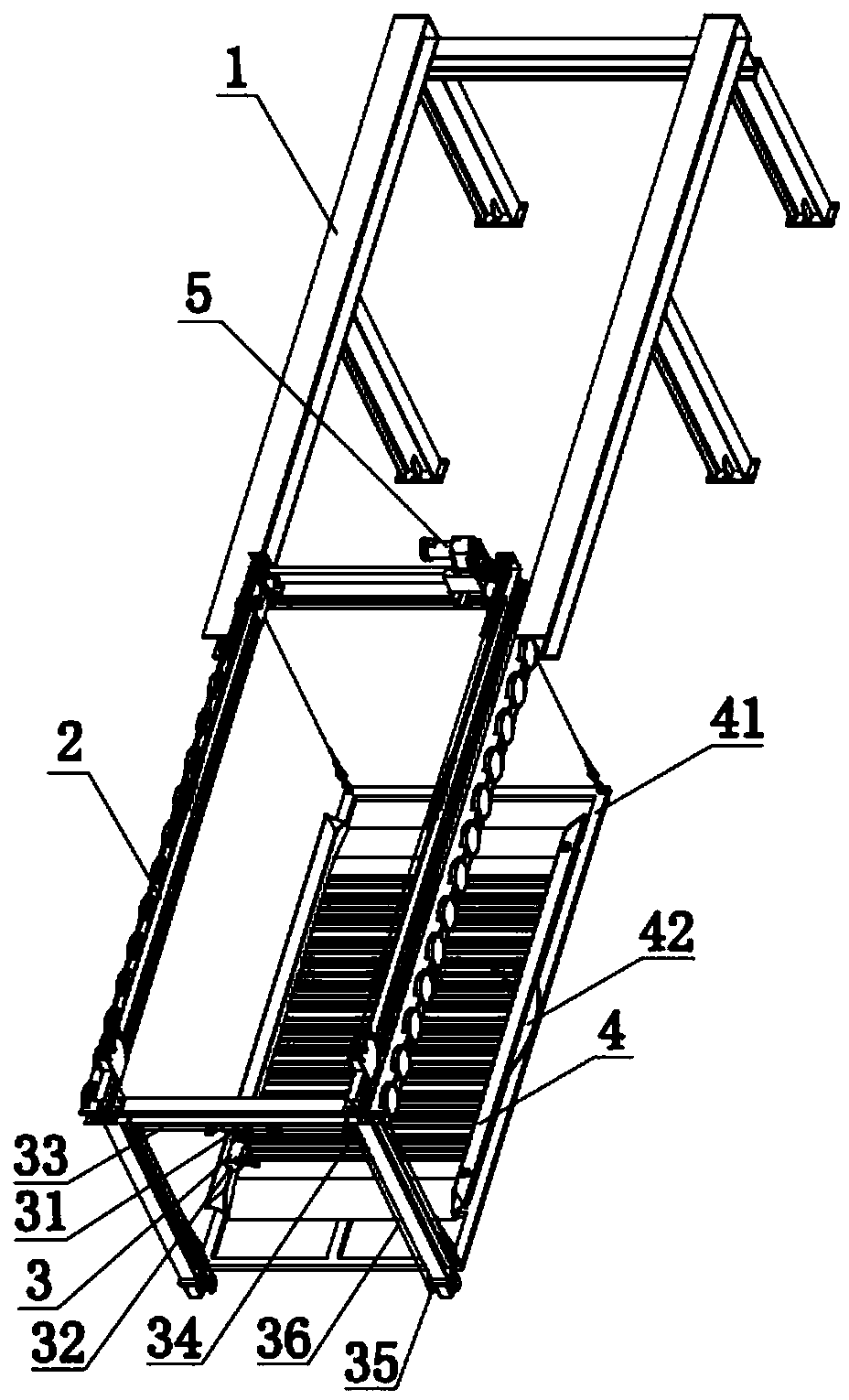 Drawing pulling combined moving frame stereo parking device and parking method thereof