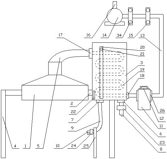 Integrated device for lampblack discharge and water heating