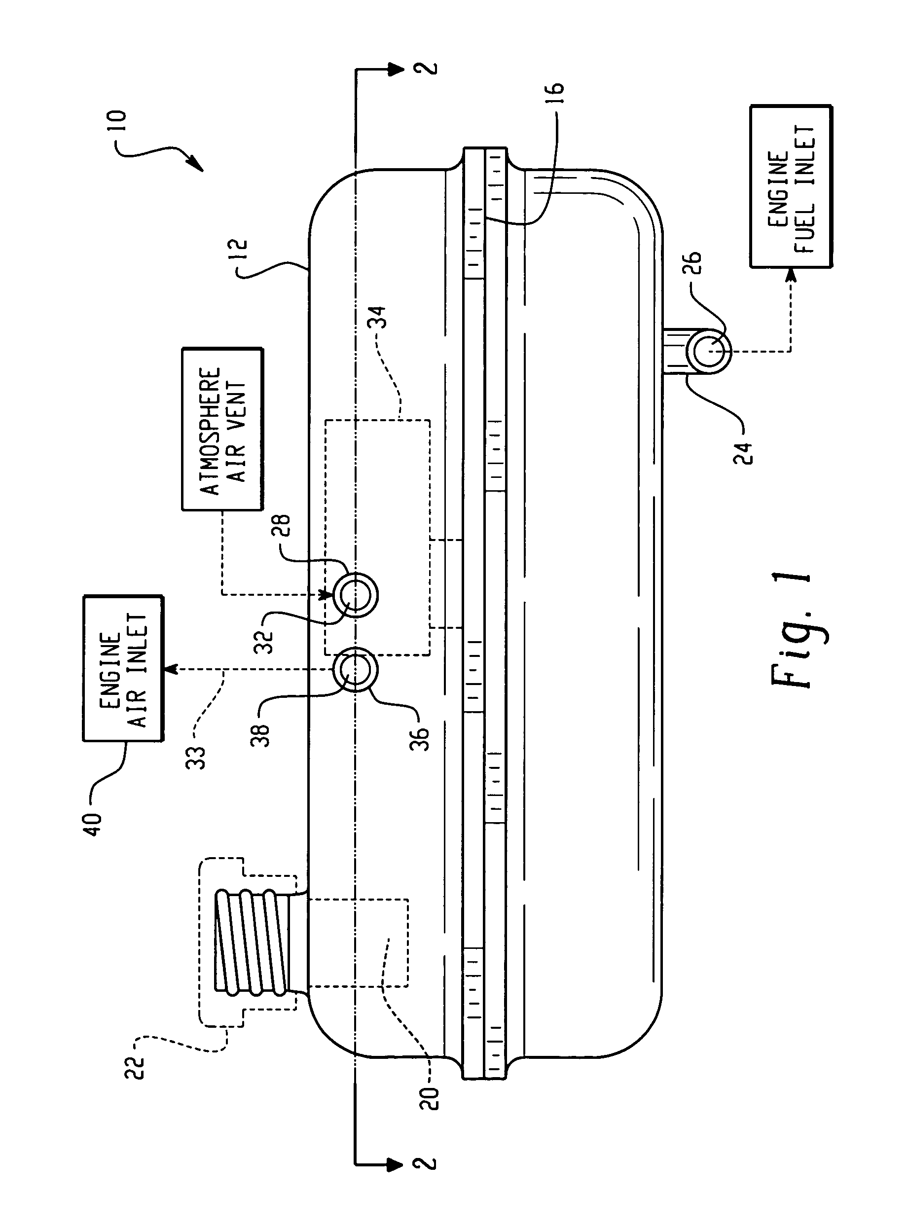 Small engine fuel tank with integrated evaporative controls