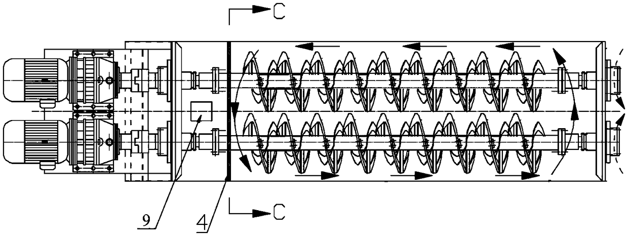 Whole tailings paste continuous agitating machine provided with liquid level regulation and control device