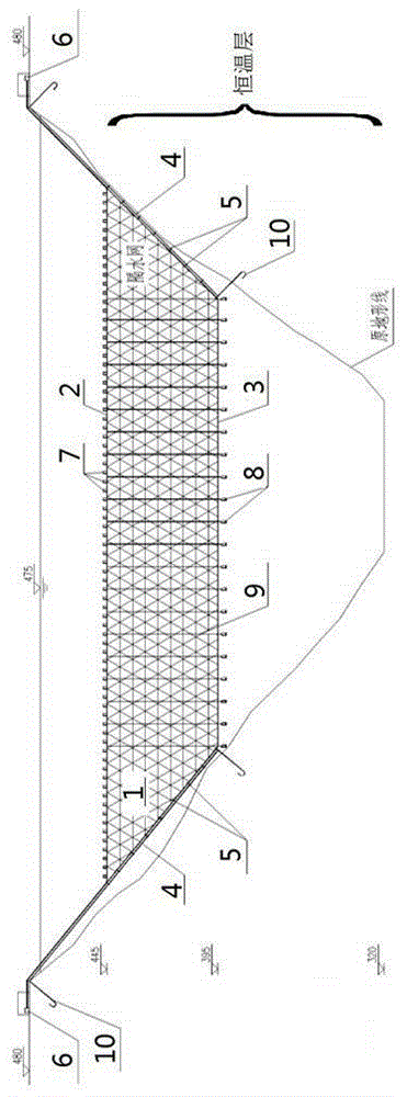 A device and method for increasing stratified low-temperature water in large reservoirs