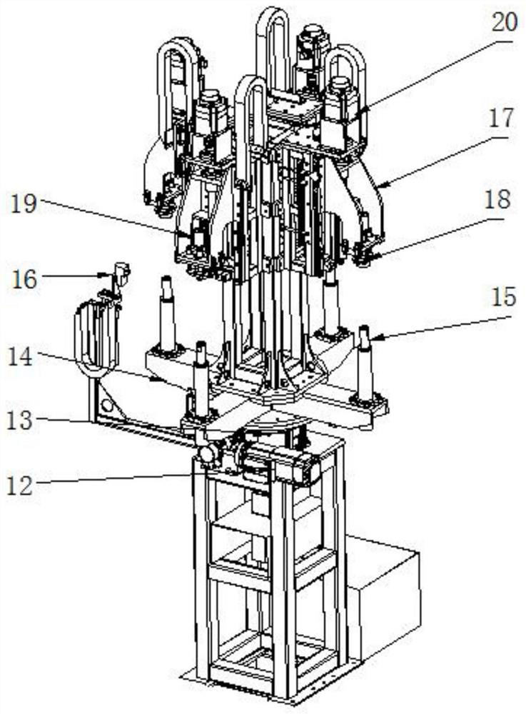 A robot ultrasonic punching, sticking bracket, bridge approach cutting integrated machine