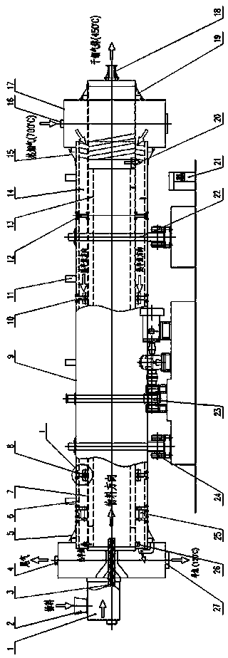 Multilayer rotary kiln based small granular material destructive distillation method