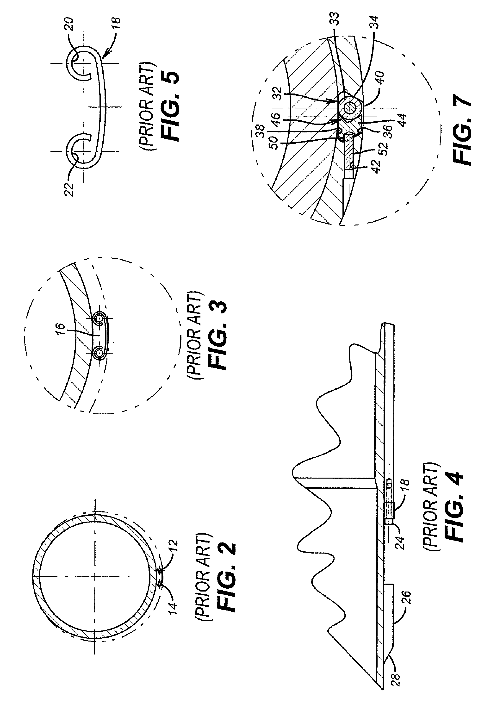 Retaining lines in bypass groove on downhole equipment