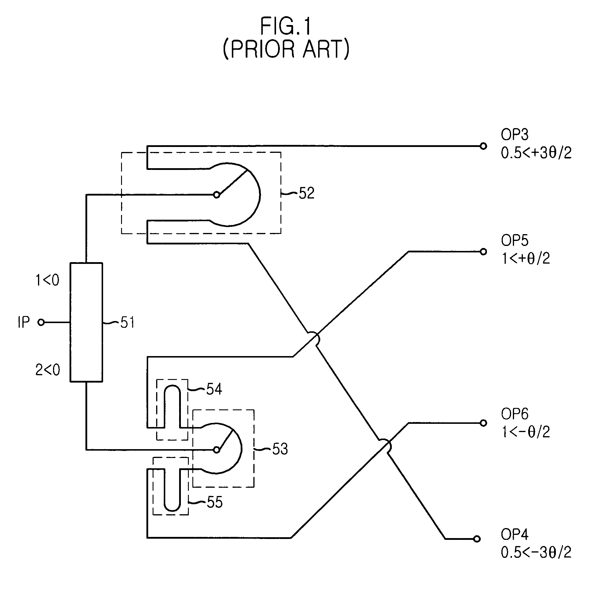 Phase shifter having power dividing function for providing a fixed phase shift and at least two phase shifts based on path length