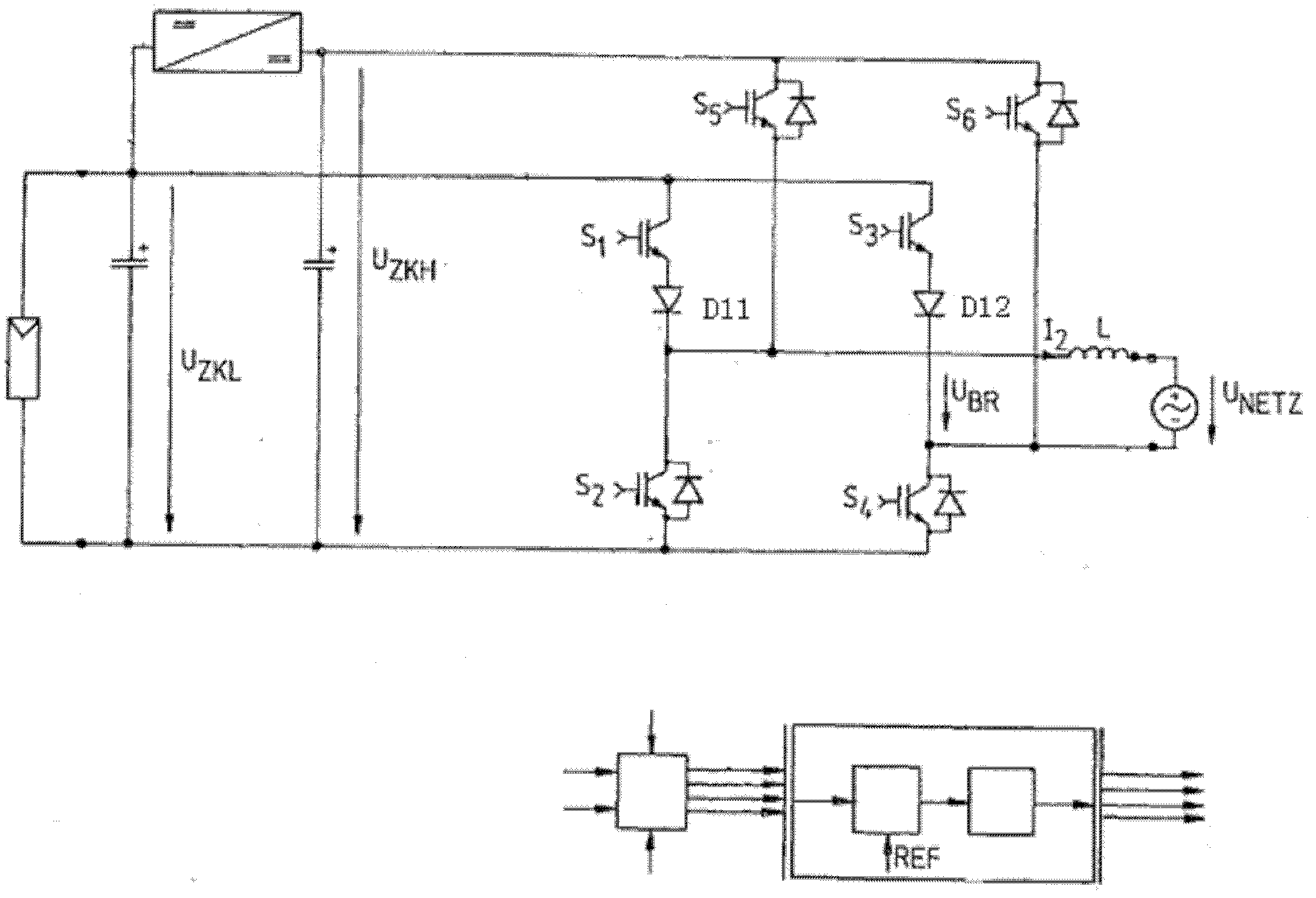 Inverter and application circuit in three-phase system