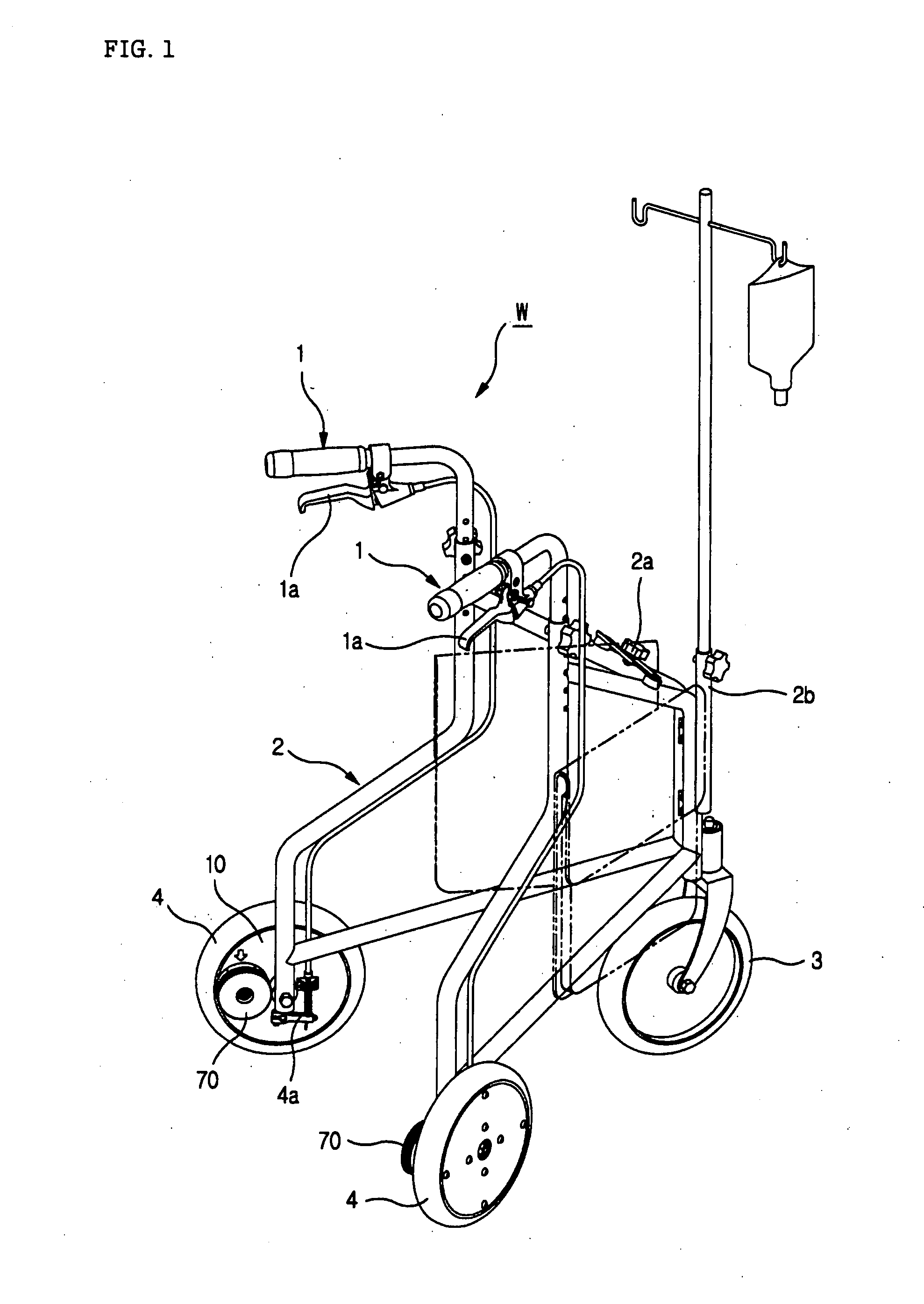 Apparatus for automatic brake of walking support machine