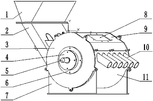 Pneumatic type rice hill-direct-seeding centralized seeding device