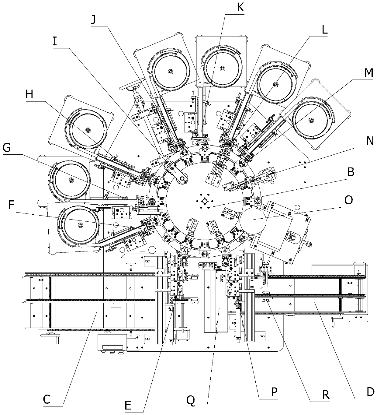 Rotary worktable for assembling piston rod of gas spring