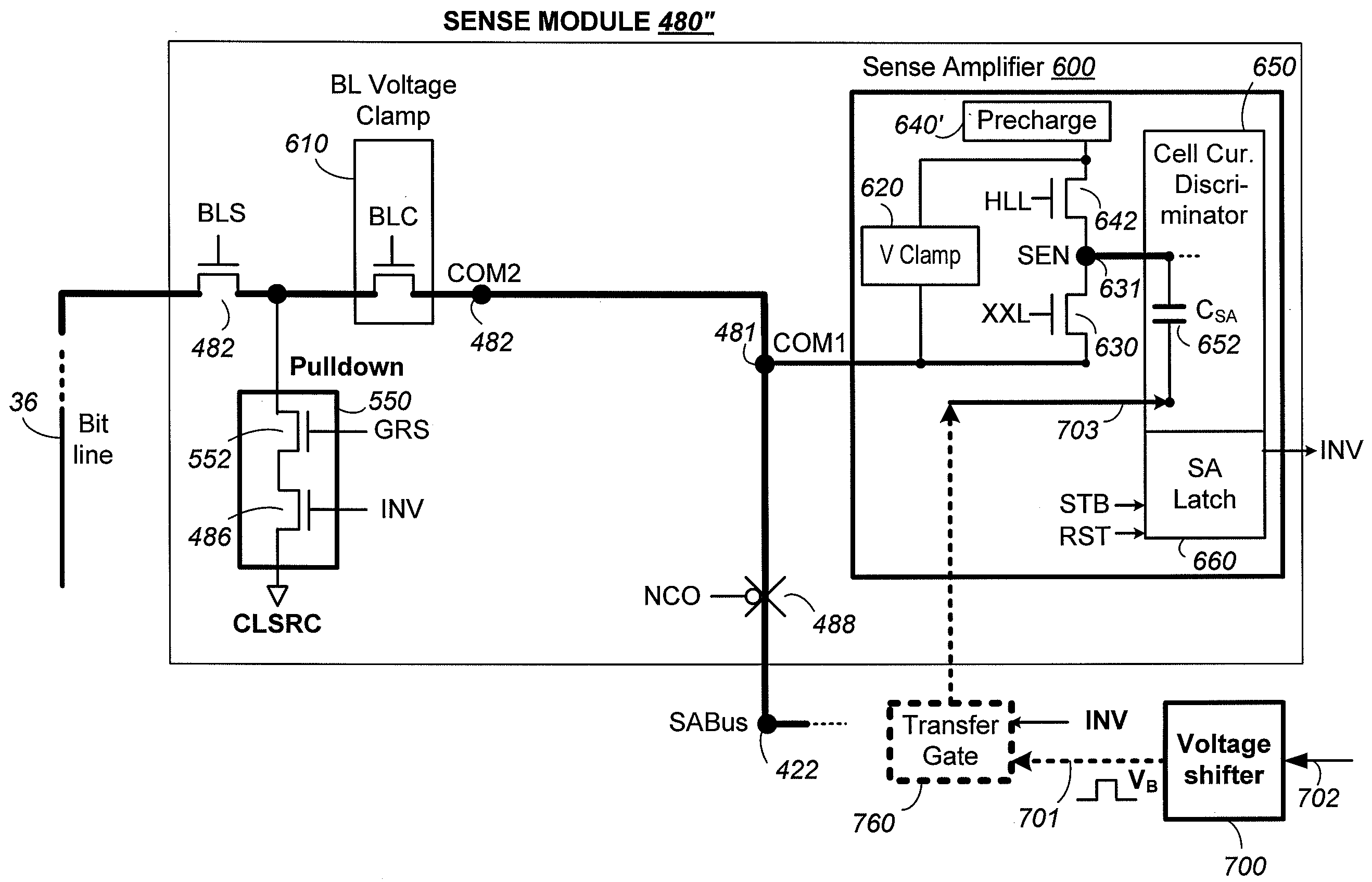 Low Noise Sense Amplifier Array and Method for Nonvolatile Memory