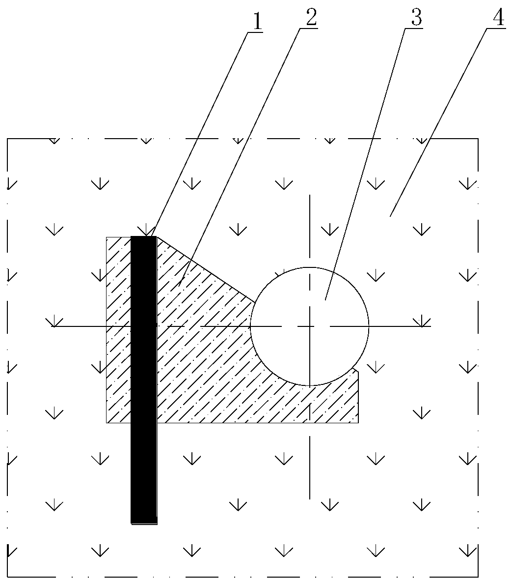 Modified buttress capable of reducing buttress volume on horizontal bending point of pressure pipeline and construction method thereof