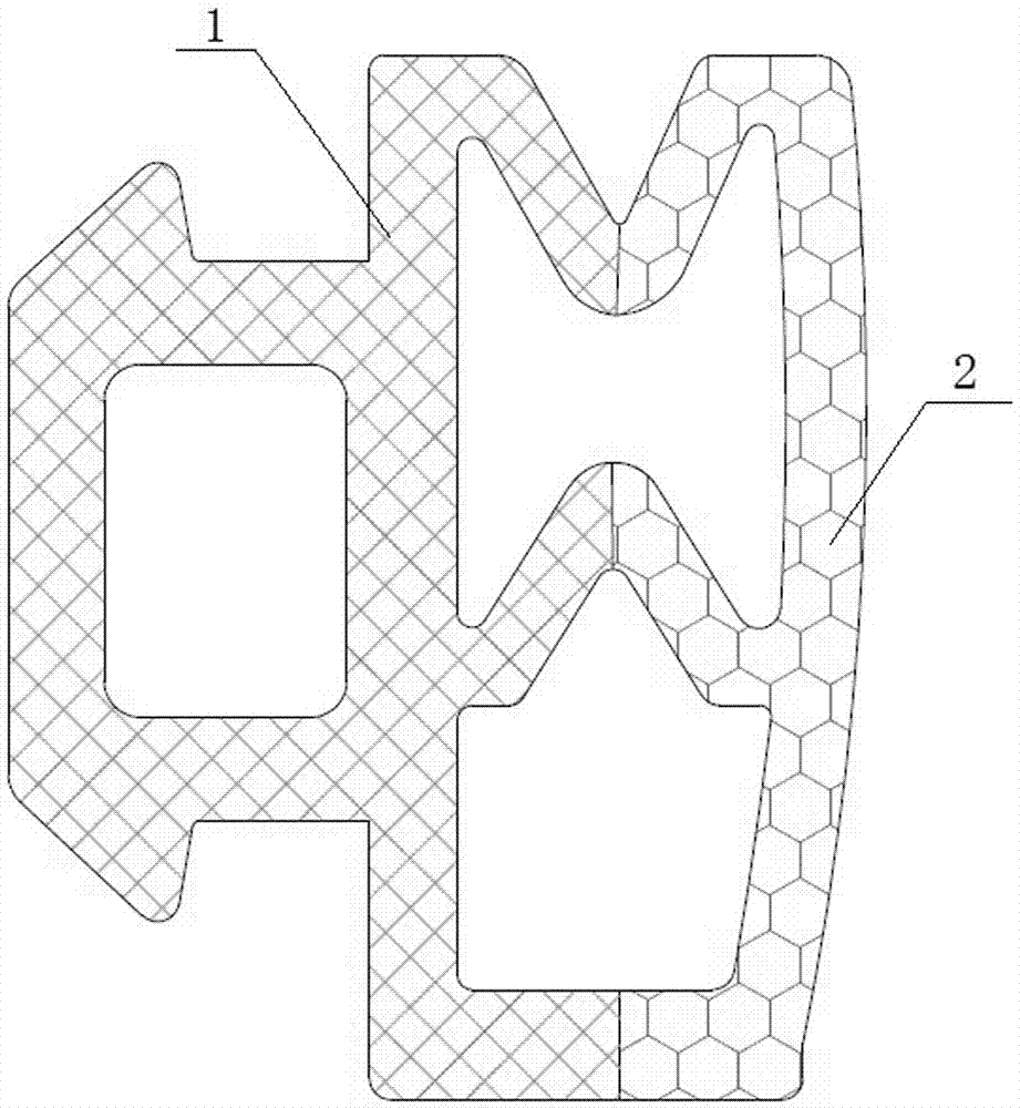 A soft and hard co-extruded composite silicone rubber strip